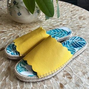 J. McLaughlin ARIES Leather Slide Espadrilles, Size 8, Yellow, New Without Tags